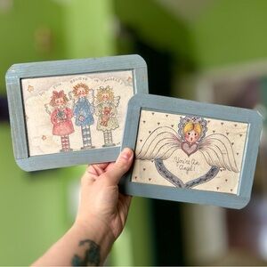 VTG Handmade Faith Based Cottagecore Angel Decorative Accent  Set of 2